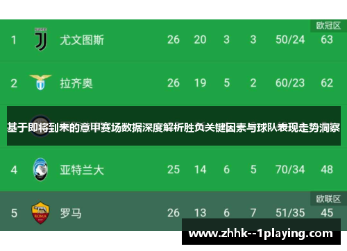 基于即将到来的意甲赛场数据深度解析胜负关键因素与球队表现走势洞察